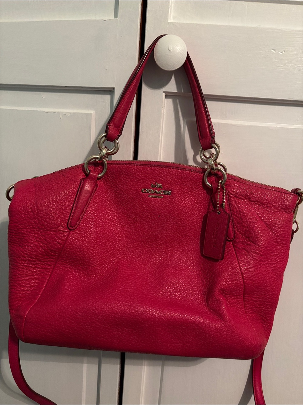 Coach Pebbled Leather Tote in Hot Pink